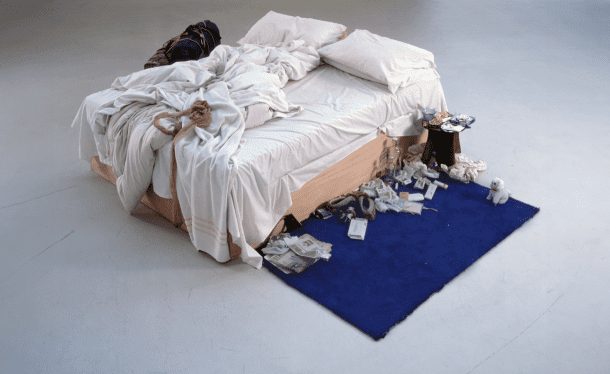Tracey Emin My Bed, 1998 © Tracey Emin. All rights reserved, DACS 2026. Photo: Courtesy The Saatchi Gallery, London / Photograph by Prudence Cuming Associates Ltd)