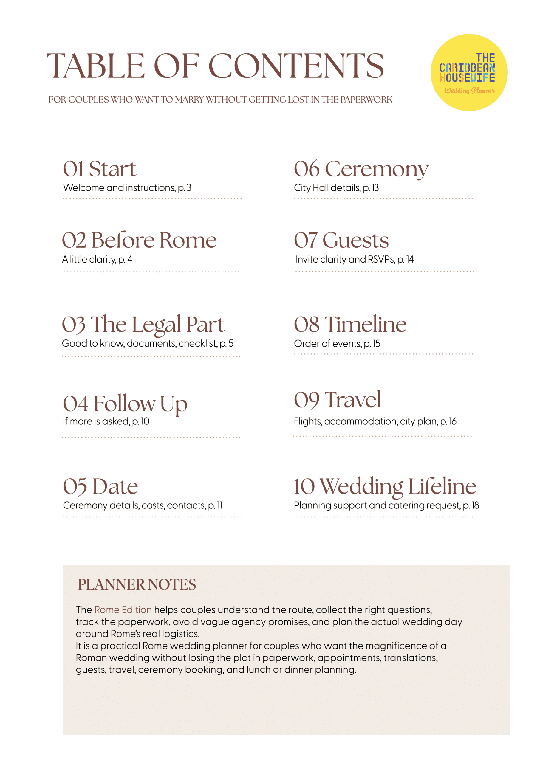 The-Housewife-Wedding-Planning-System-The-Housewife-Wedding-Planner-The-Rome-Edition-TOC-The-Caribbean-Housewife-Store-Copyright-2026